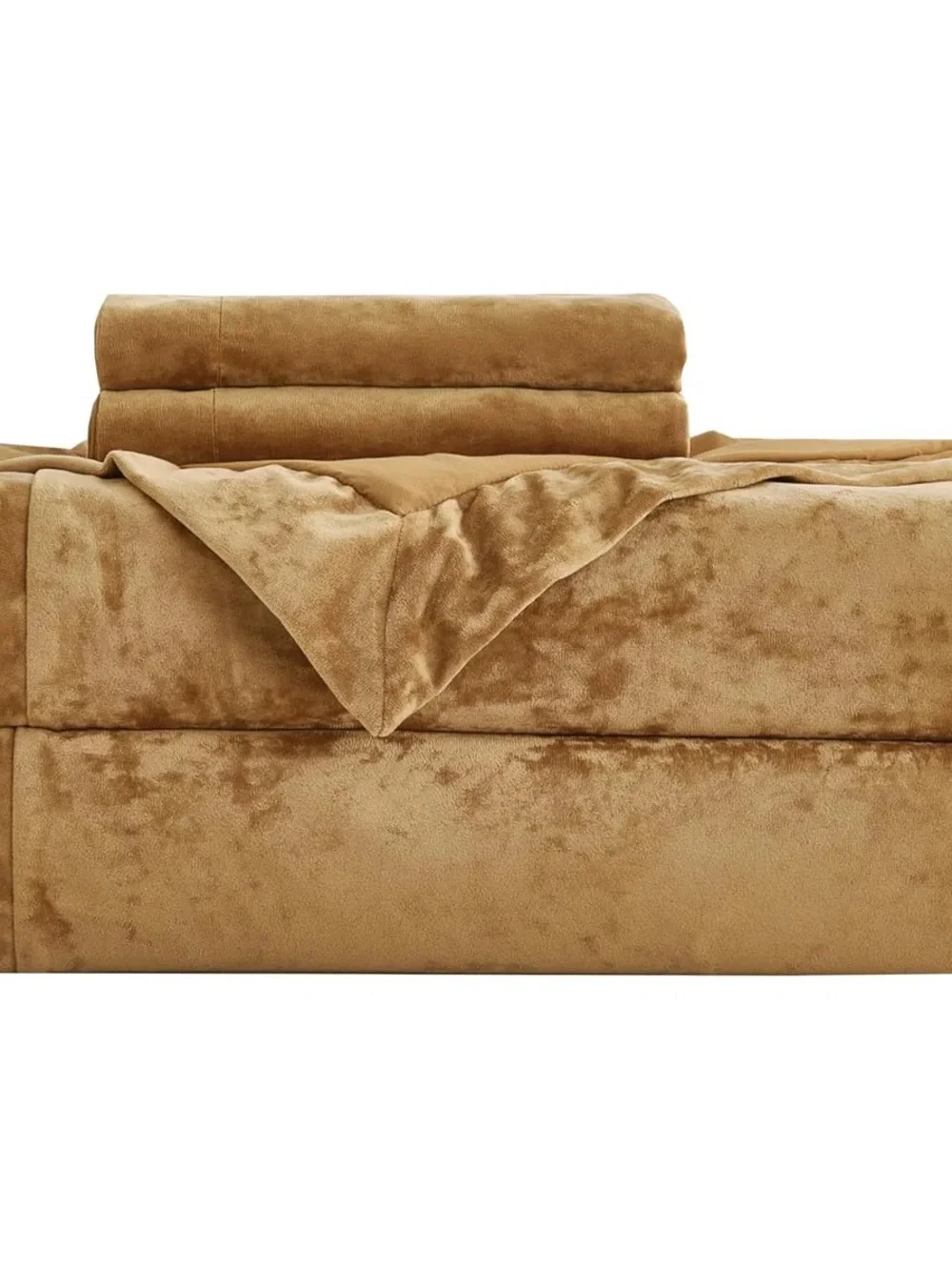 Plush Velvet Duvet Cover Set in gold Queen 3 piece set